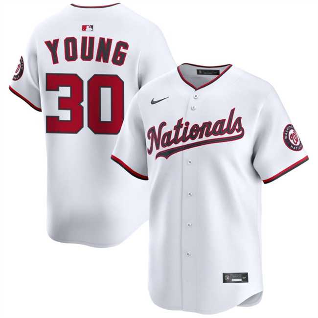 Men%27s Washington Nationals #30 Jacob Young White 2025 Home Limited Stitched Jersey Dzhi